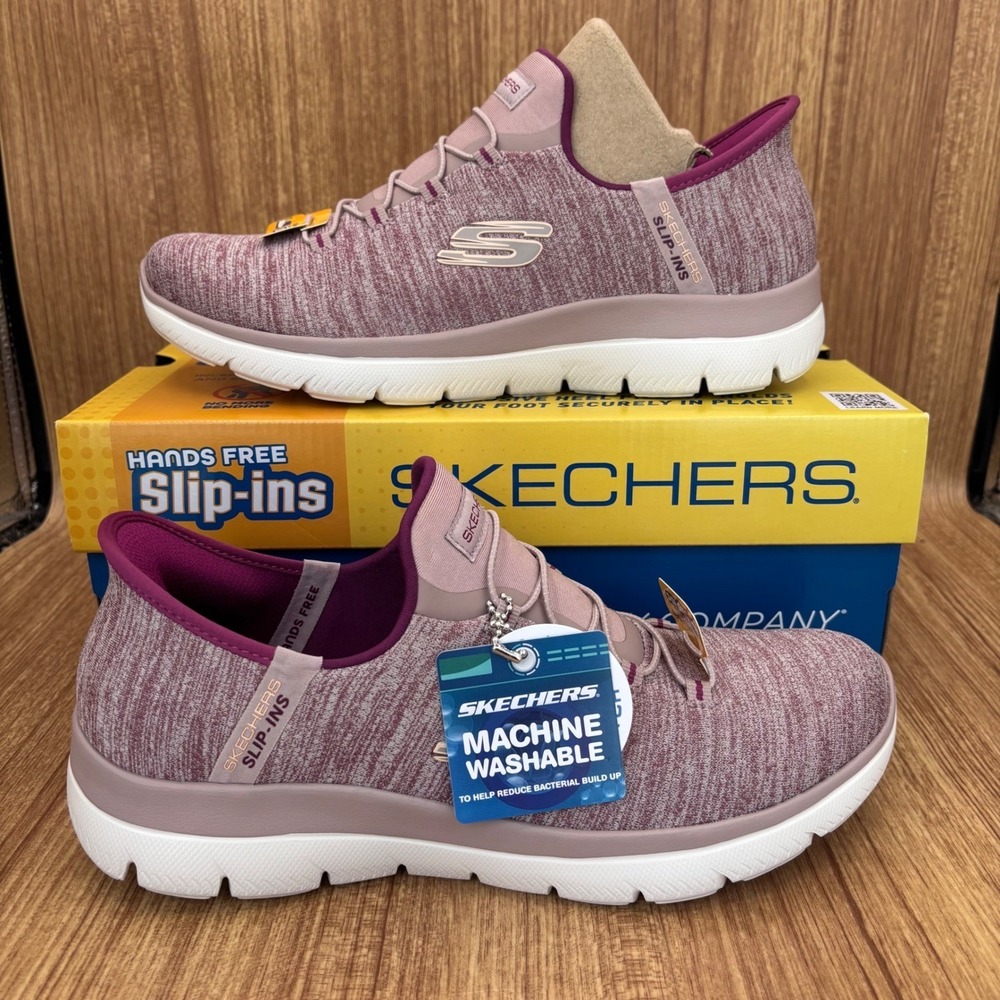 Skechers Slip-ins Summits Everyday Set Womens 9 Burgundy Hands Free Sneakers New